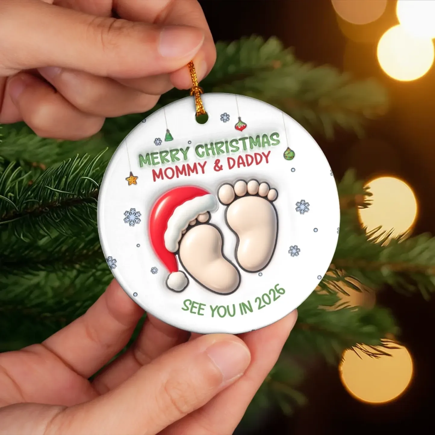 Custom Ceramic Ornament - Personalized Christmas Baby Shower, Gender Reveal Gifts For New Moms, New Dads, New Parents - Welcome To Your Little World - MySpotifyGlass