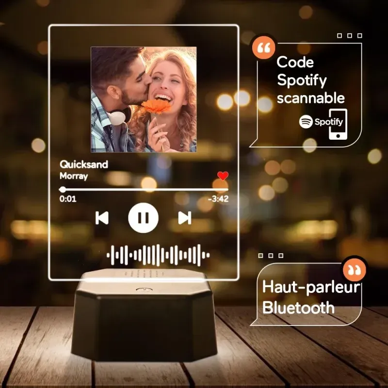 Custom Spotify Code Acrylic Night Light/Plaque/Keychain for Couple
