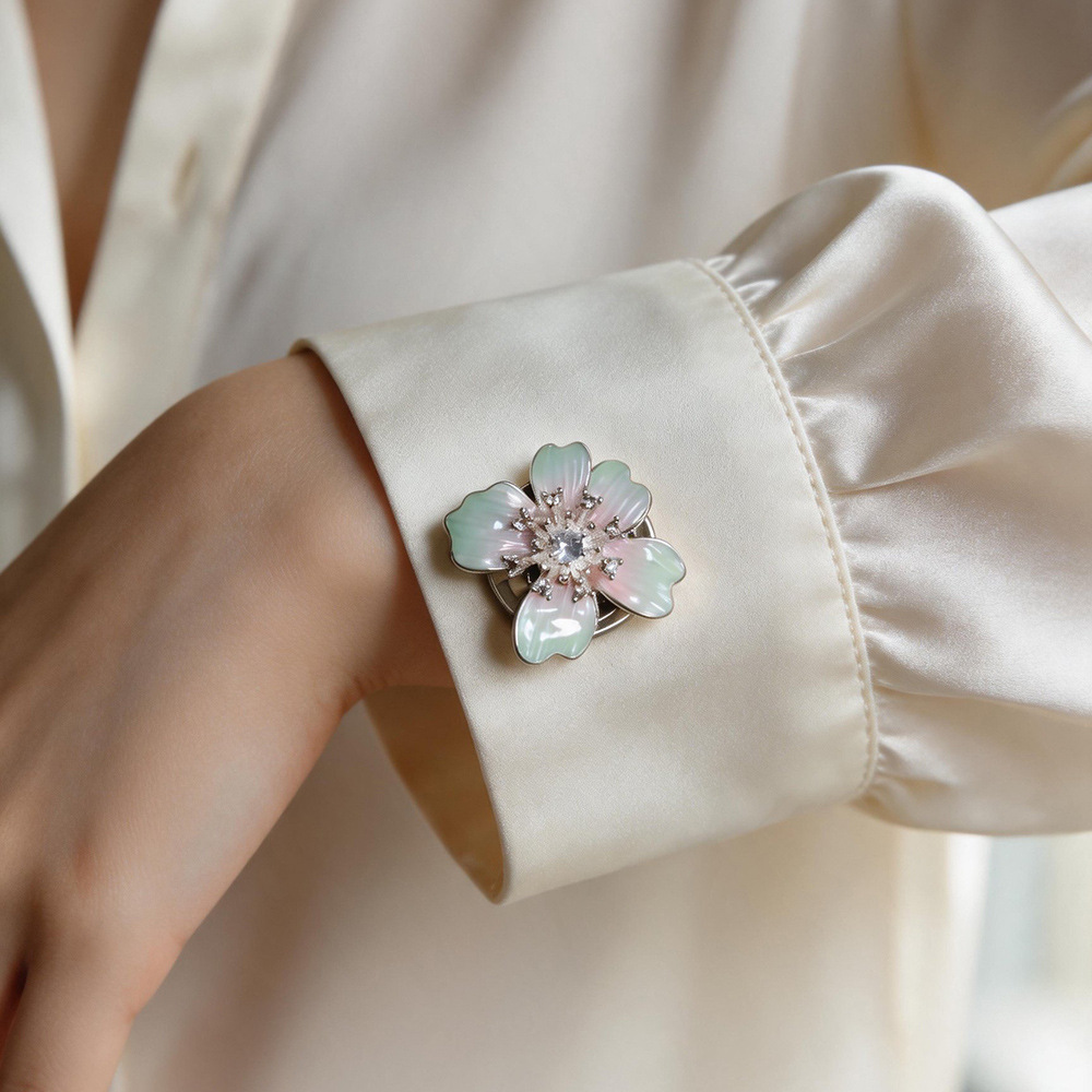 Luxury Gradient Flower Button Covers – Personalized Shirt Cuff Accessory, Elegant Birthday Jewelry Gift for Women