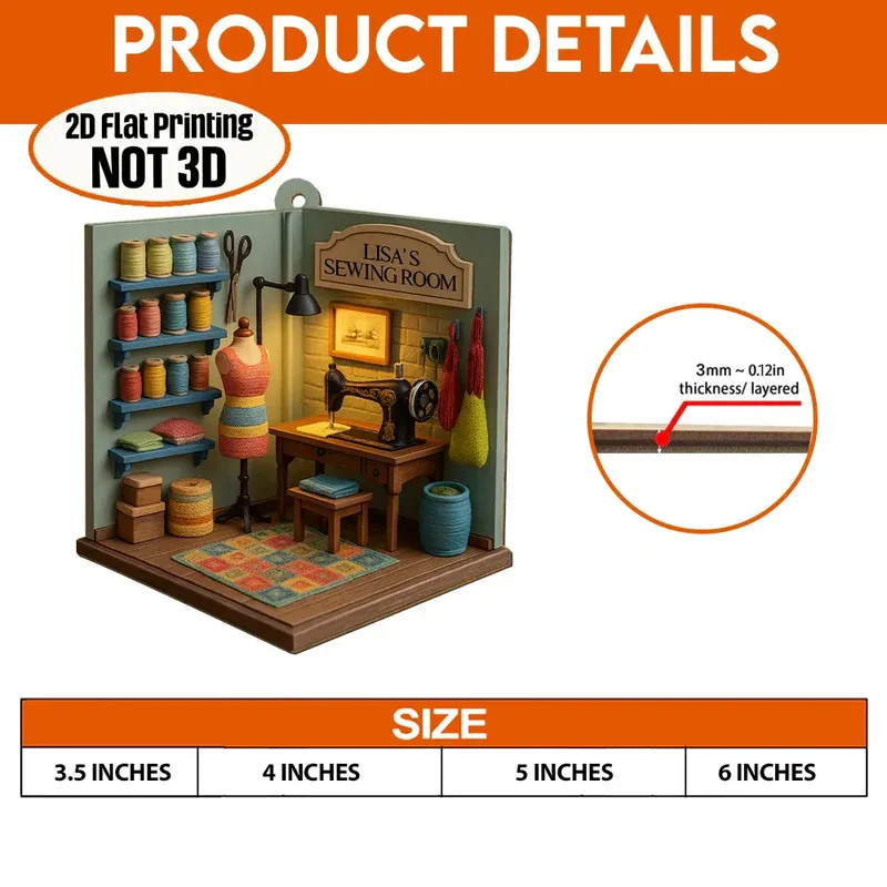 Personalized Cozy Sewing Room 2D Flat Print Acrylic Ornament Custom 1-Layered Sewing Machine Decoration Gift - MySpotifyGlass