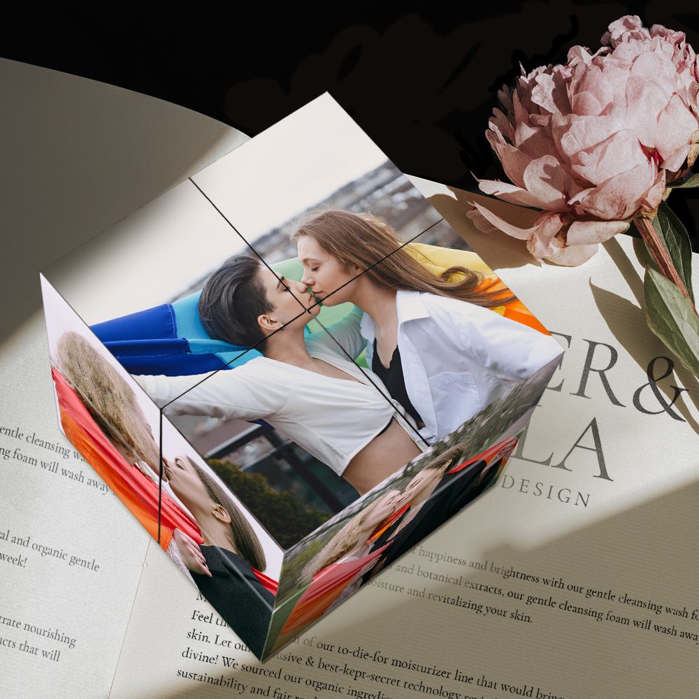 Custom Photo Cube Infinity Multi Picture The Power of A Woman + A Woman = Infinite Love