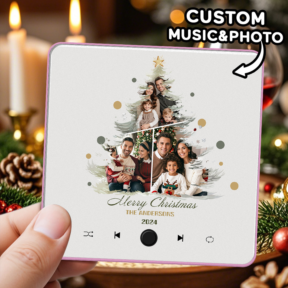 Custom Christmas Tree Music Fridge Magnet Christmas Gifts for Family Personalized Music Magnets Can Play Songs