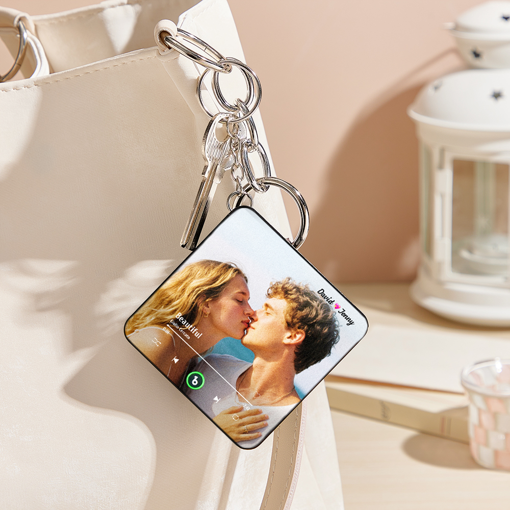 Custom Music Mini Fridge Magnet Keychain with Photo Personalized Mini Music Refrigerator Magnet Keychain Song Album Anniversary Special Gift - MySpotifyGlass