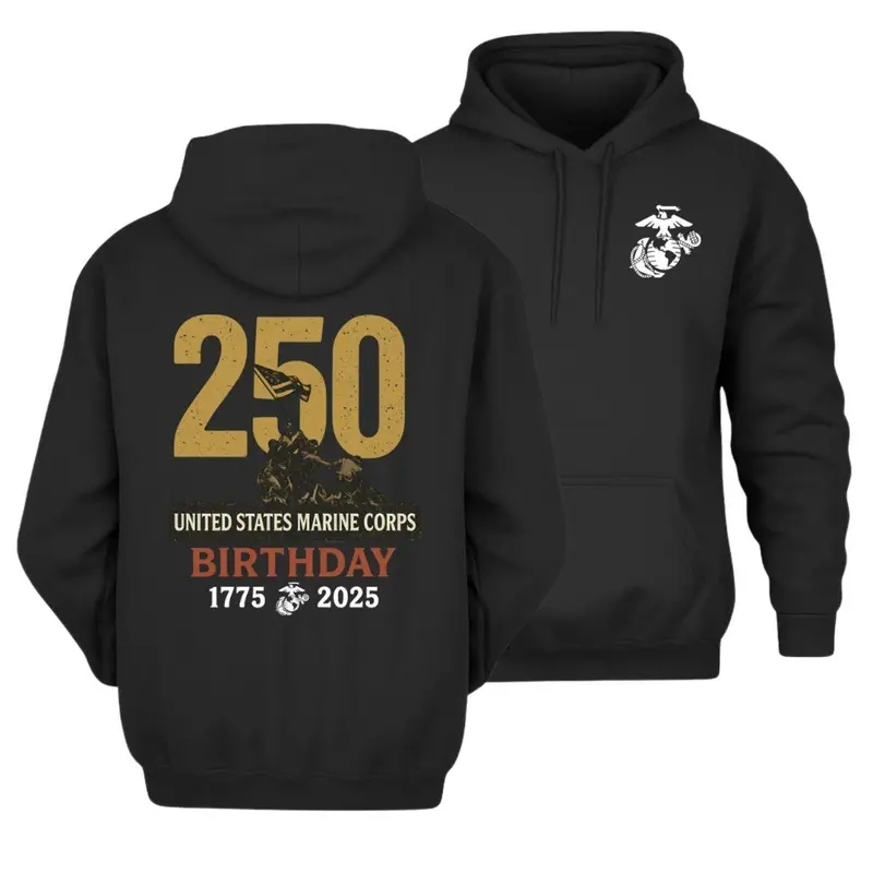 USMC 250th Anniversary Hoodie – United States Marine Corps Birthday 1775–2025 Hoodie, USMC 250th Birthday Hoodie, Honor the Marines, United States Marine Corps Commemorative Hoodie.