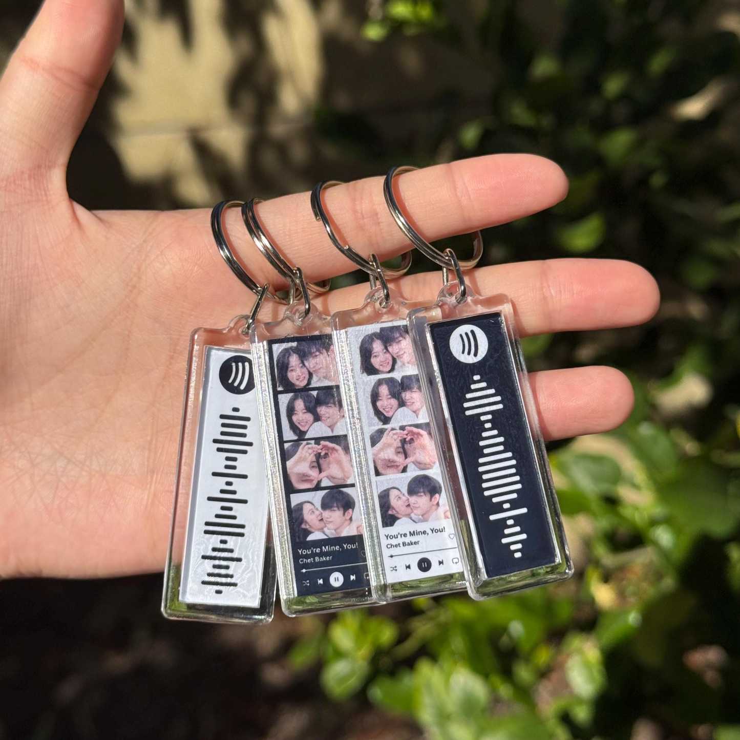 Personalized Music Photo Keychain, Customizable Song or Playlist Song Code, Custom Couple Keychain, Mini Photobooth Keychain