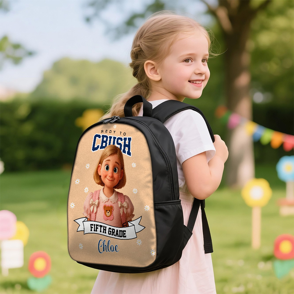 Personalized Ready To Crush Backpack With Custom Cartoon Photo, Name & Grade, Back To School Gift For Girls, Cute Kindergarten Bag