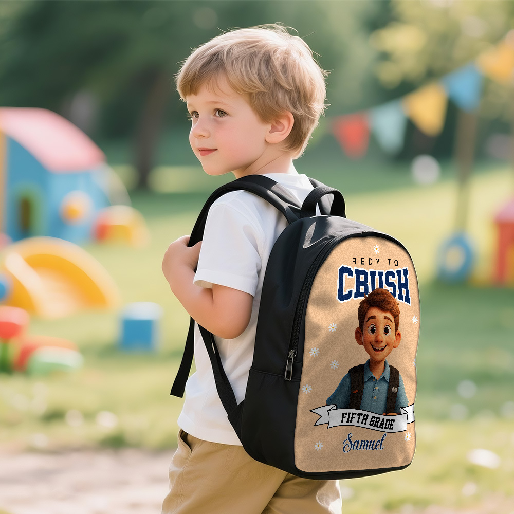 Personalized Ready To Crush Backpack With Custom Cartoon Photo, Name & Grade, Back To School Gift For Girls, Cute Kindergarten Bag