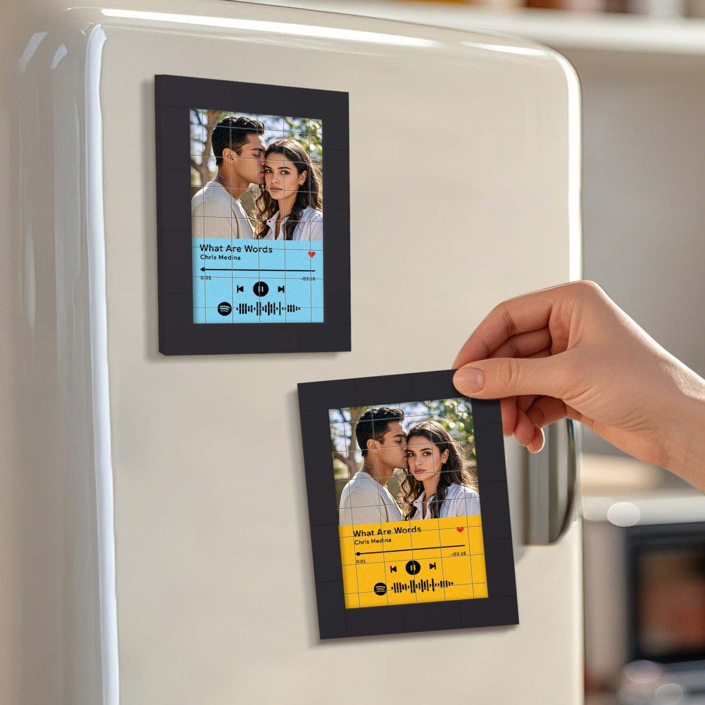 Customized Photo Building Blocks Fridge Magnet Personalized Spotify Music Fridge Magnet Gift Ideas