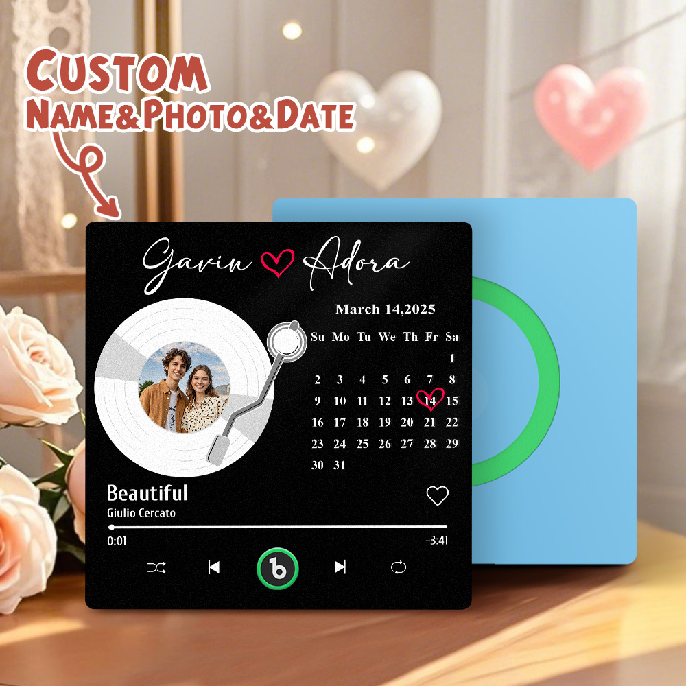 Personalized Music Fridge Magnet Anniversary Gift Custom Music Magnets Can Play Songs Gifts for Couples