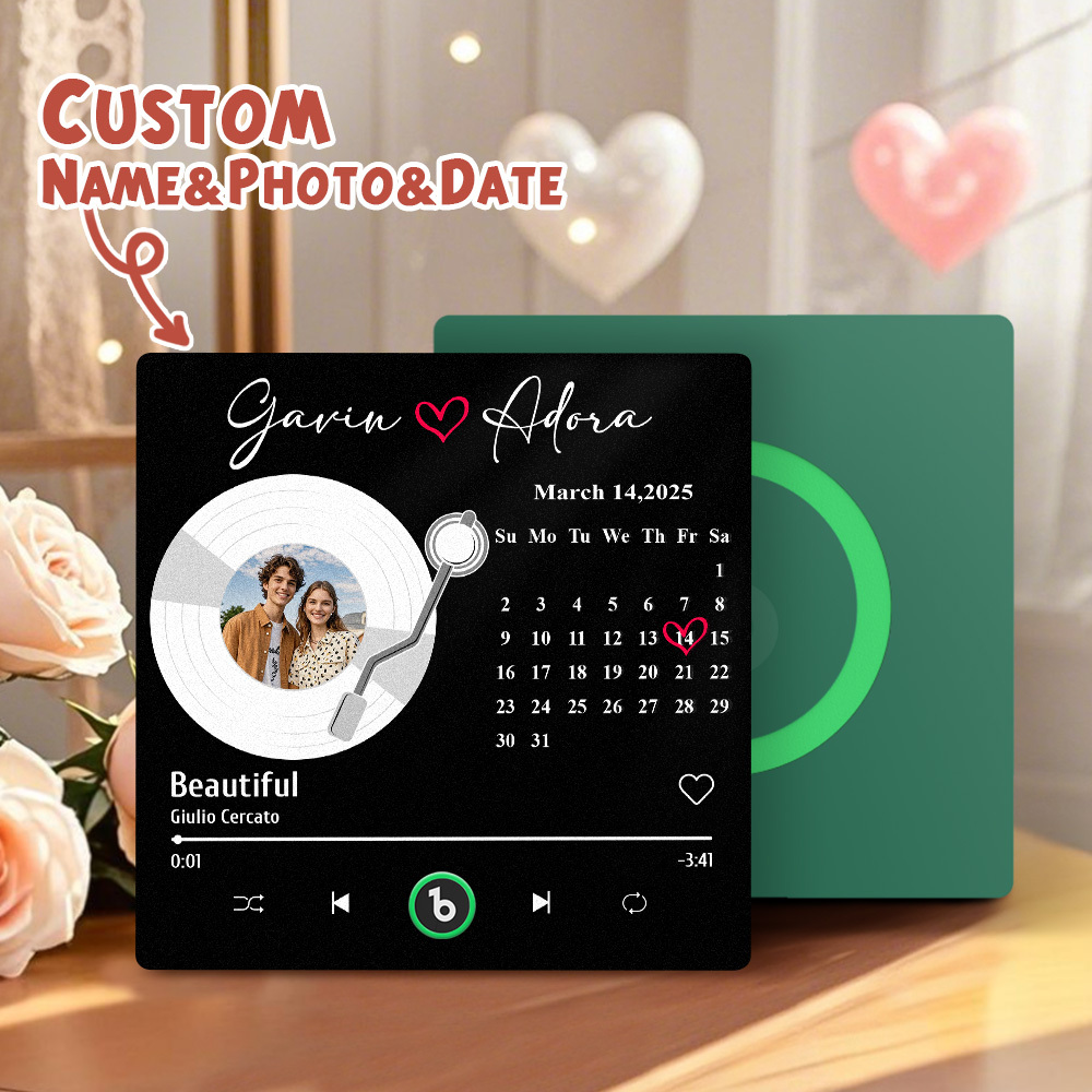 Personalized Music Fridge Magnet Anniversary Gift Custom Music Magnets Can Play Songs Gifts for Couples