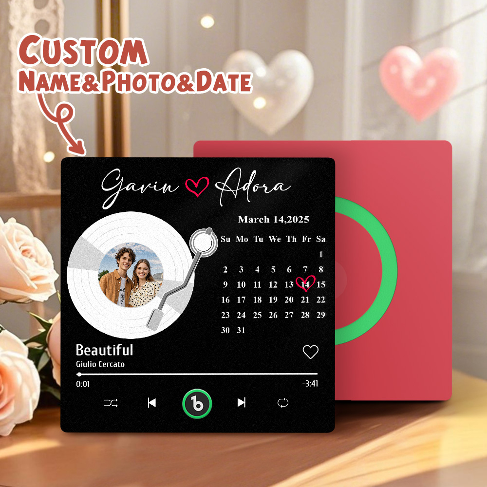 Personalized Music Fridge Magnet Anniversary Gift Custom Music Magnets Can Play Songs Gifts for Couples