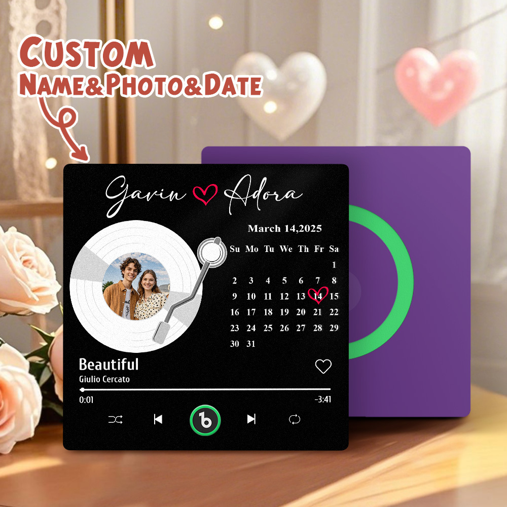 Personalized Music Fridge Magnet Anniversary Gift Custom Music Magnets Can Play Songs Gifts for Couples