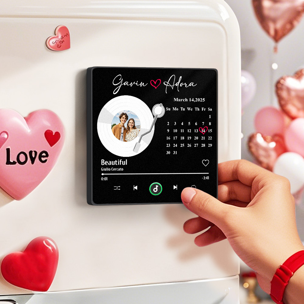 Personalized Music Fridge Magnet Anniversary Gift Custom Music Magnets Can Play Songs Gifts for Couples