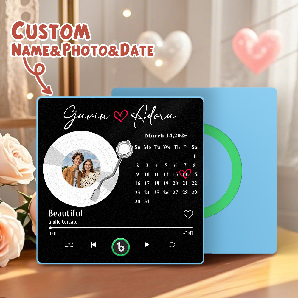 Personalized Music Fridge Magnet Anniversary Gift Custom Music Magnets Can Play Songs Gifts for Couples