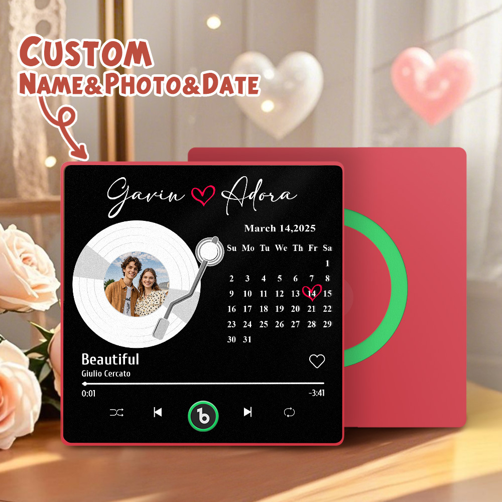 Personalized Music Fridge Magnet Anniversary Gift Custom Music Magnets Can Play Songs Gifts for Couples