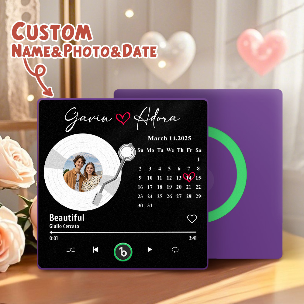 Personalized Music Fridge Magnet Anniversary Gift Custom Music Magnets Can Play Songs Gifts for Couples