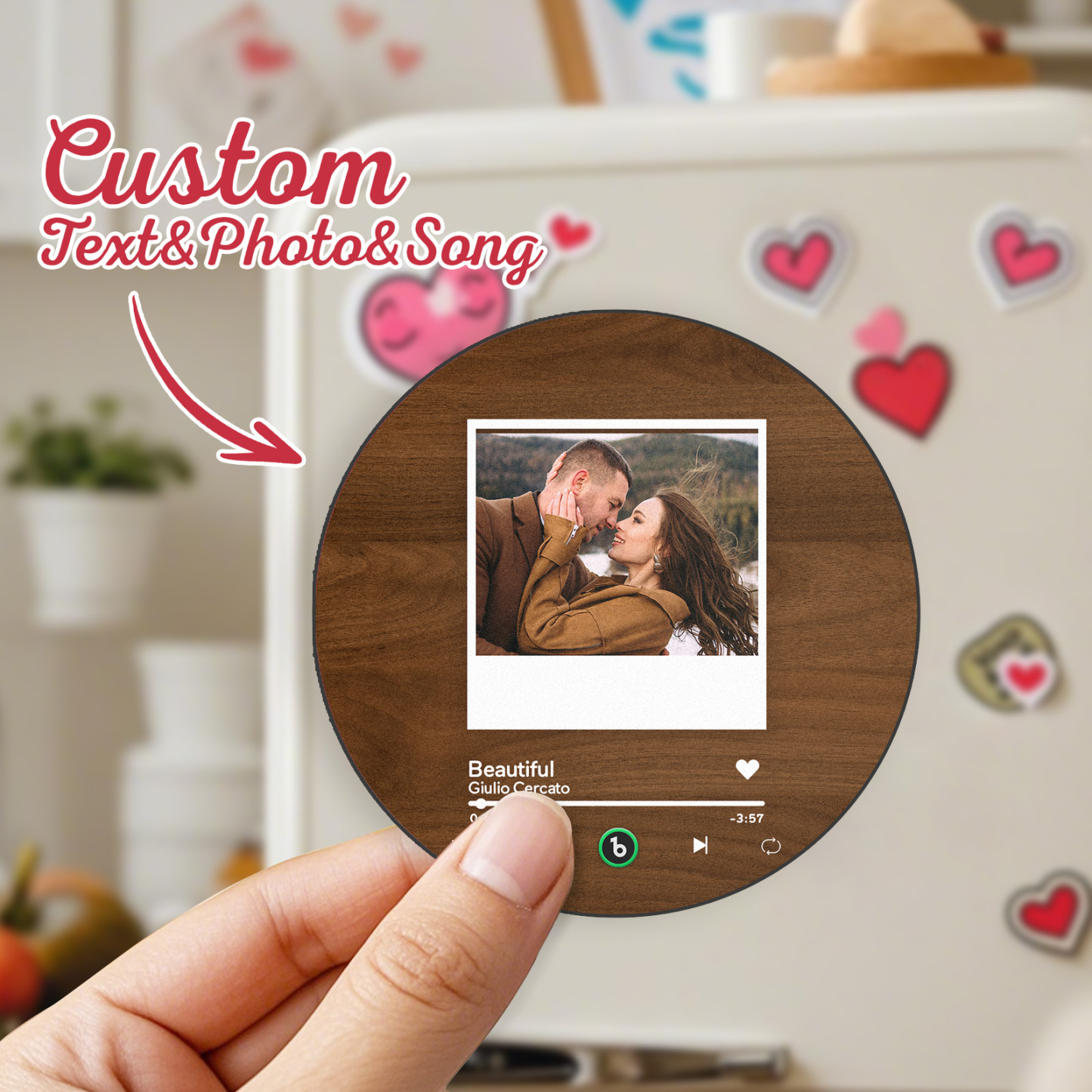 Custom Love Photo Music Fridge Magnet Custom Round Frame Album Fridge Magnet Anniversary Gifts Gifts for Couples