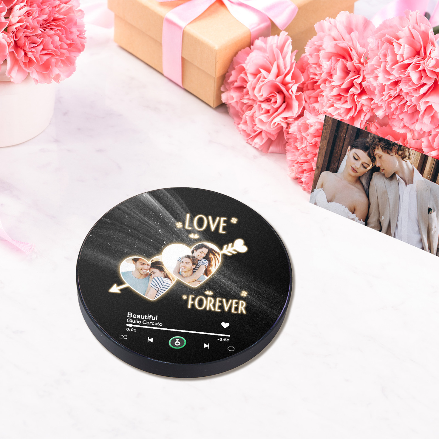 Custom Love You Forever Couple's Photo Music Fridge Magnet Personalized Fridge Magnet Couples Gift