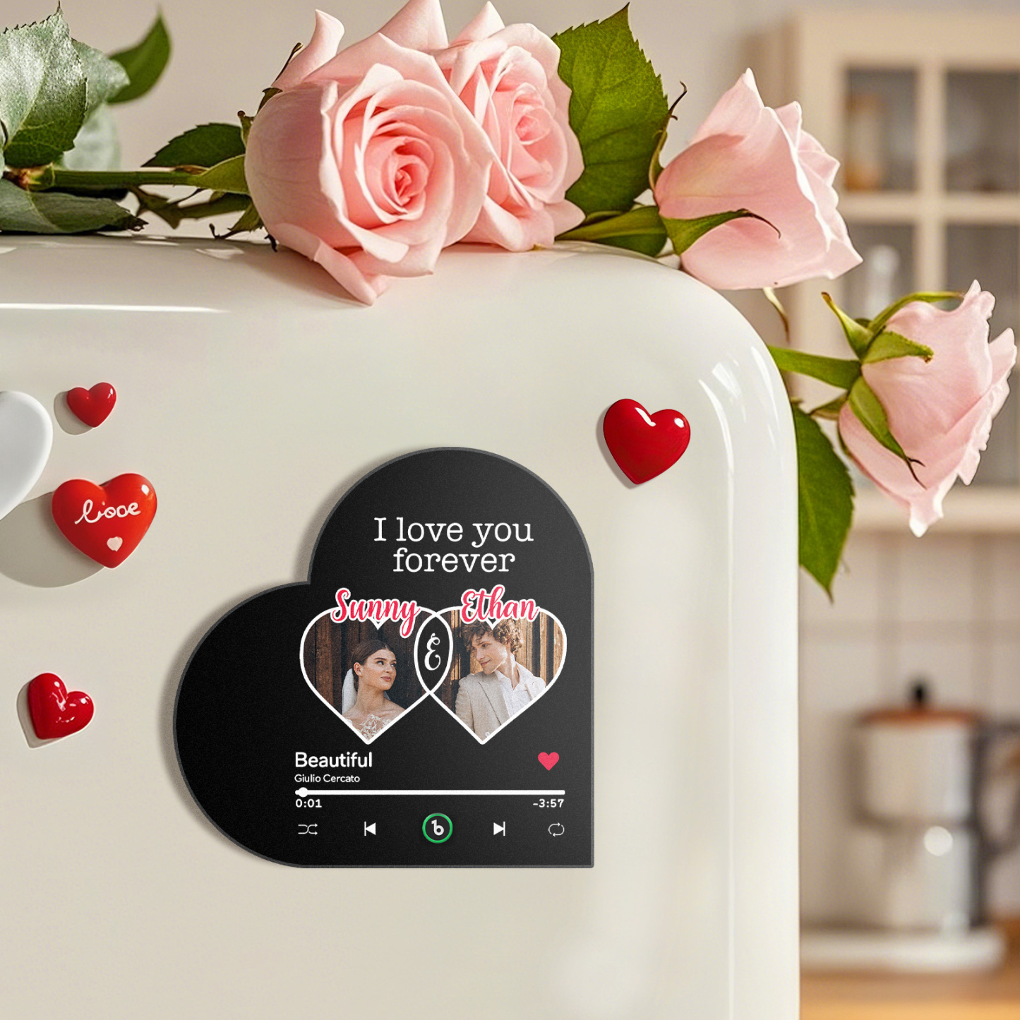Custom Music Fridge Magnet Custom Heart Frame Album Fridge Magnet Music Wall Photo Sticker