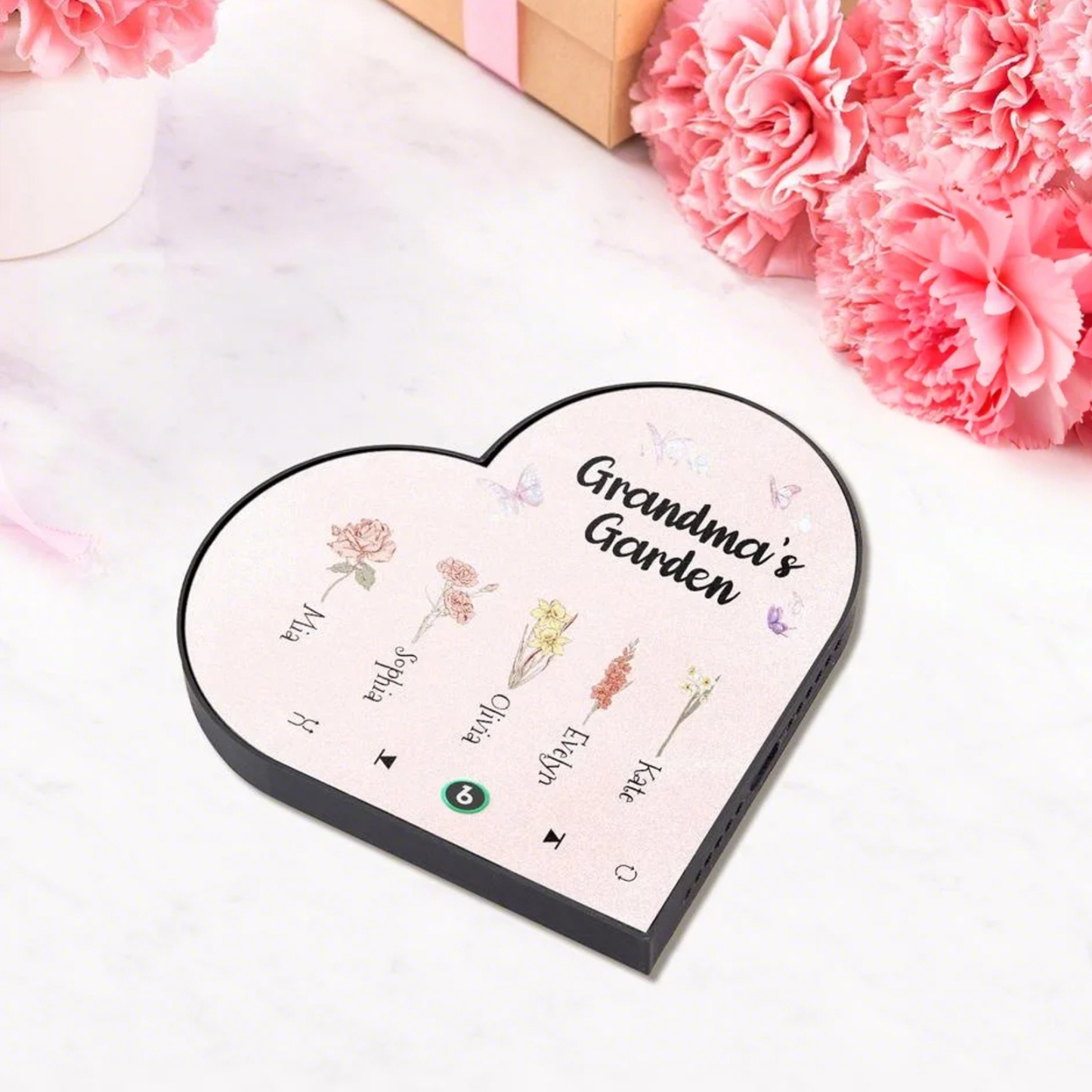 Custom Heart Shaped Birth Flower Music Fridge Magnet Personalized Mother’s Day Gift Sentimental Gift for Mom
