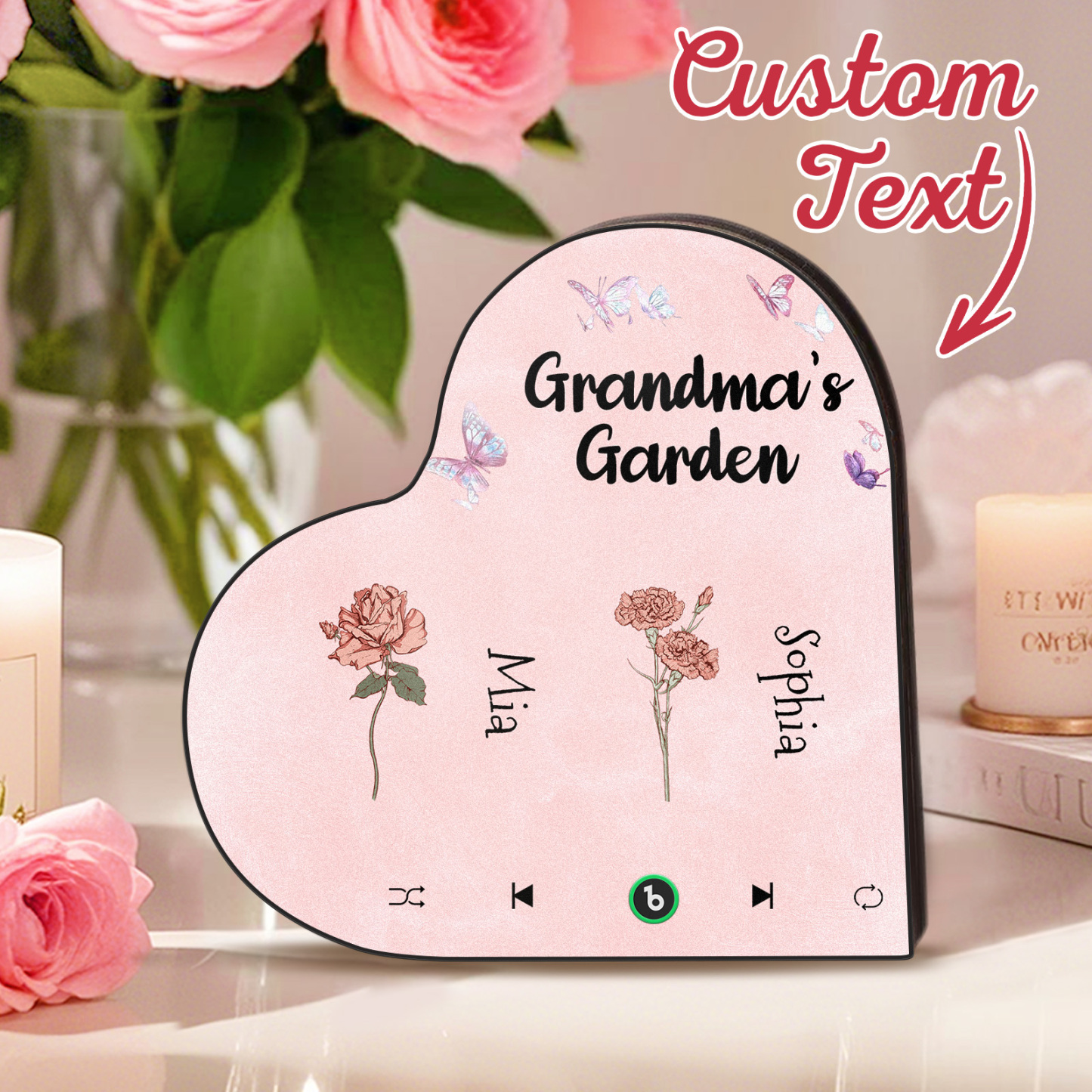 Custom Heart Shaped Birth Flower Music Fridge Magnet Personalized Mother’s Day Gift Sentimental Gift for Mom