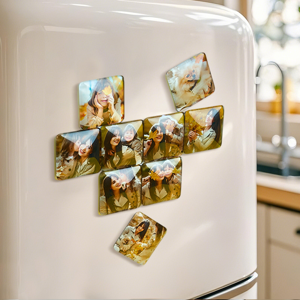 Custom Photo Fridge Magnetic Personalized Square Glass Refrigerator Magnet Home Decor Gift Idea - MySpotifyGlass