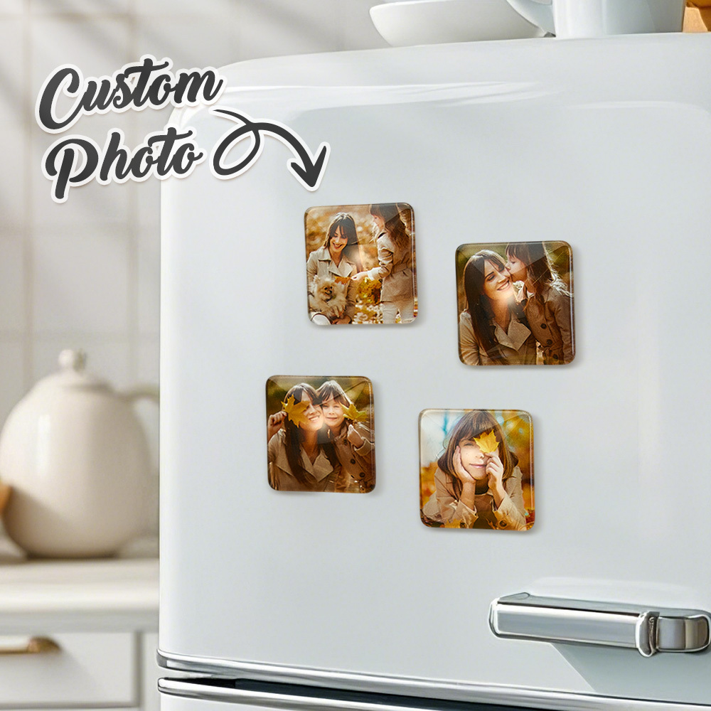 Custom Photo Fridge Magnetic Personalized Square Glass Refrigerator Magnet Home Decor Gift Idea - MySpotifyGlass
