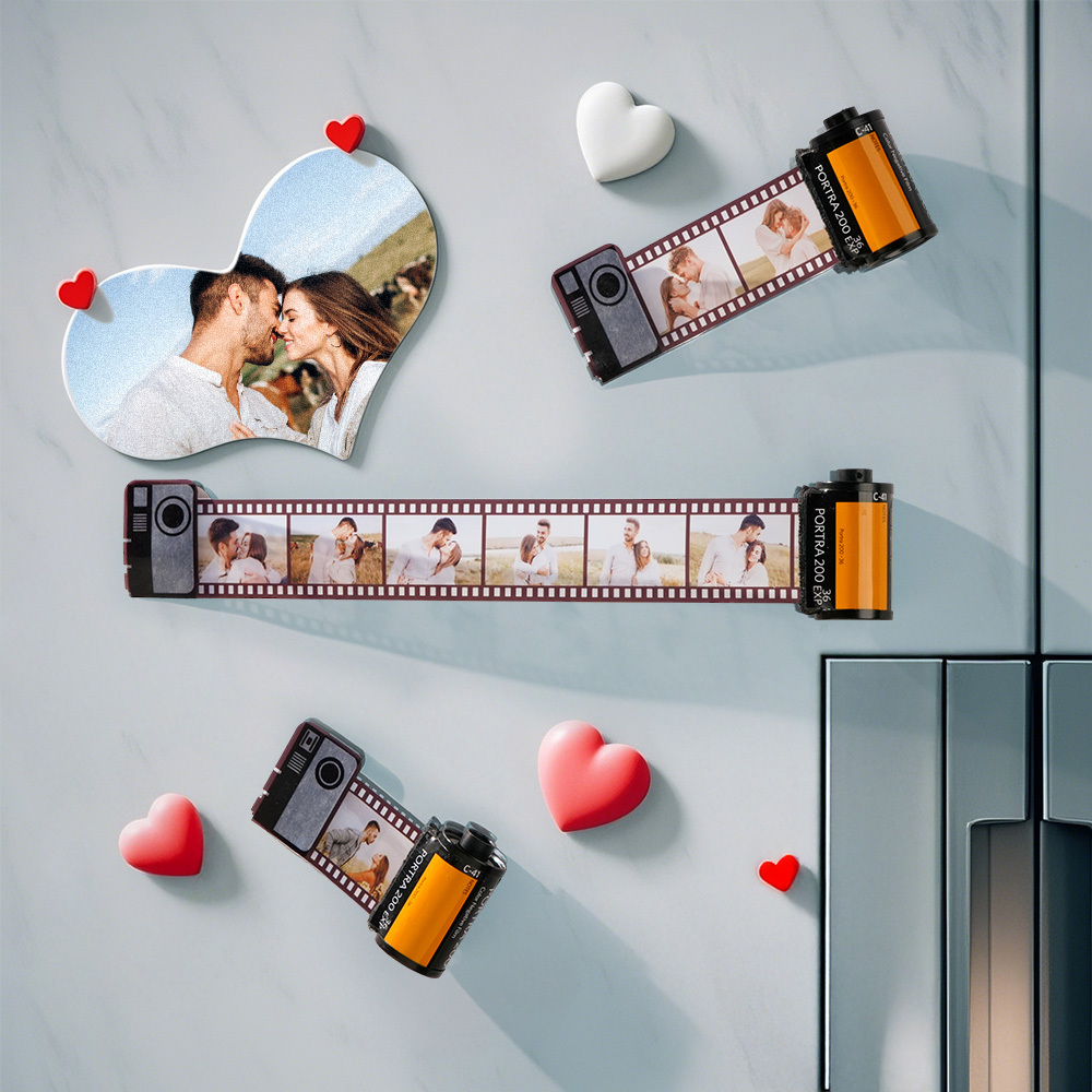 Custom Camera Roll Fridge Magnets Personalized Multiphoto Decorative Magnet Gifts for Lovers