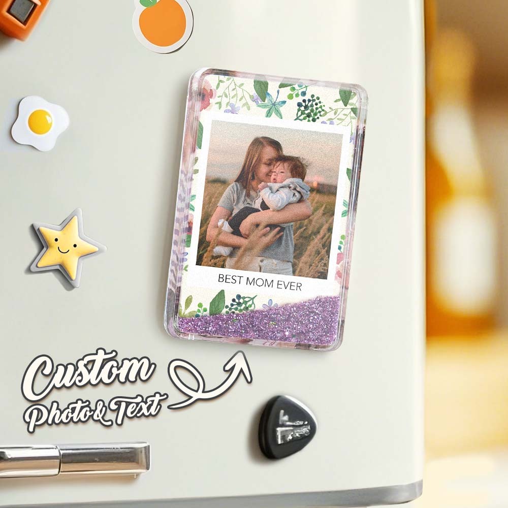 Custom Quicksand Fridge Magnet Personalized Photo Refrigerator Magnet Home Decoration Best Mom Ever
