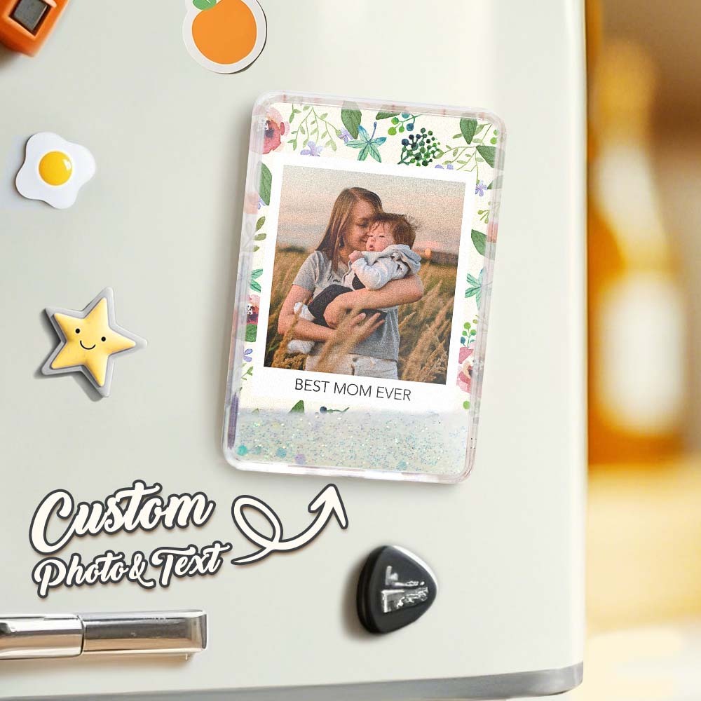 Custom Quicksand Fridge Magnet Personalized Photo Refrigerator Magnet Home Decoration Best Mom Ever
