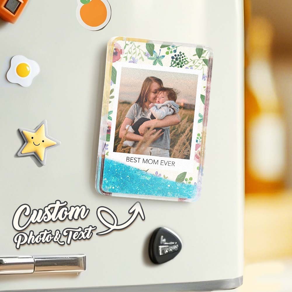Custom Quicksand Fridge Magnet Personalized Photo Refrigerator Magnet Home Decoration Best Mom Ever