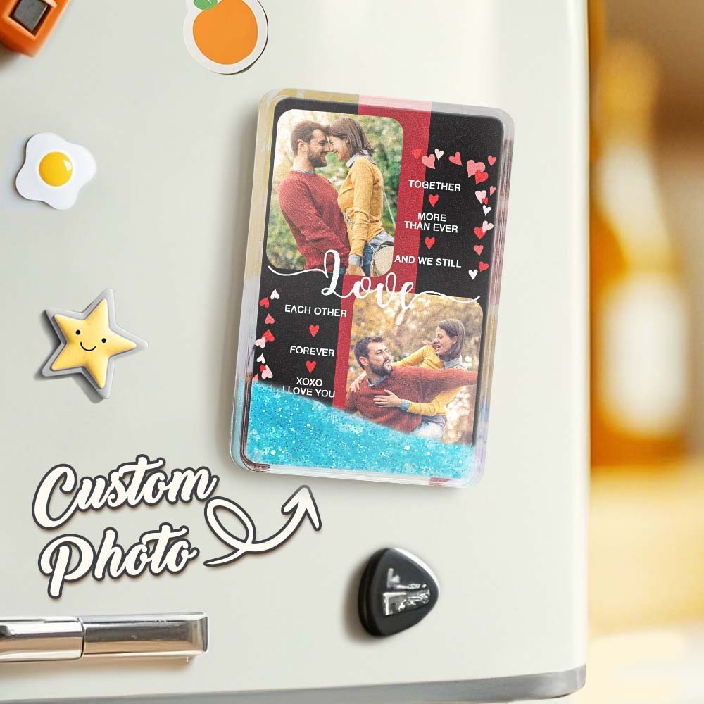 Custom Quicksand Fridge Magnet Personalized Photo Refrigerator Magnet Home Decoration Anniversary Gift for Wife