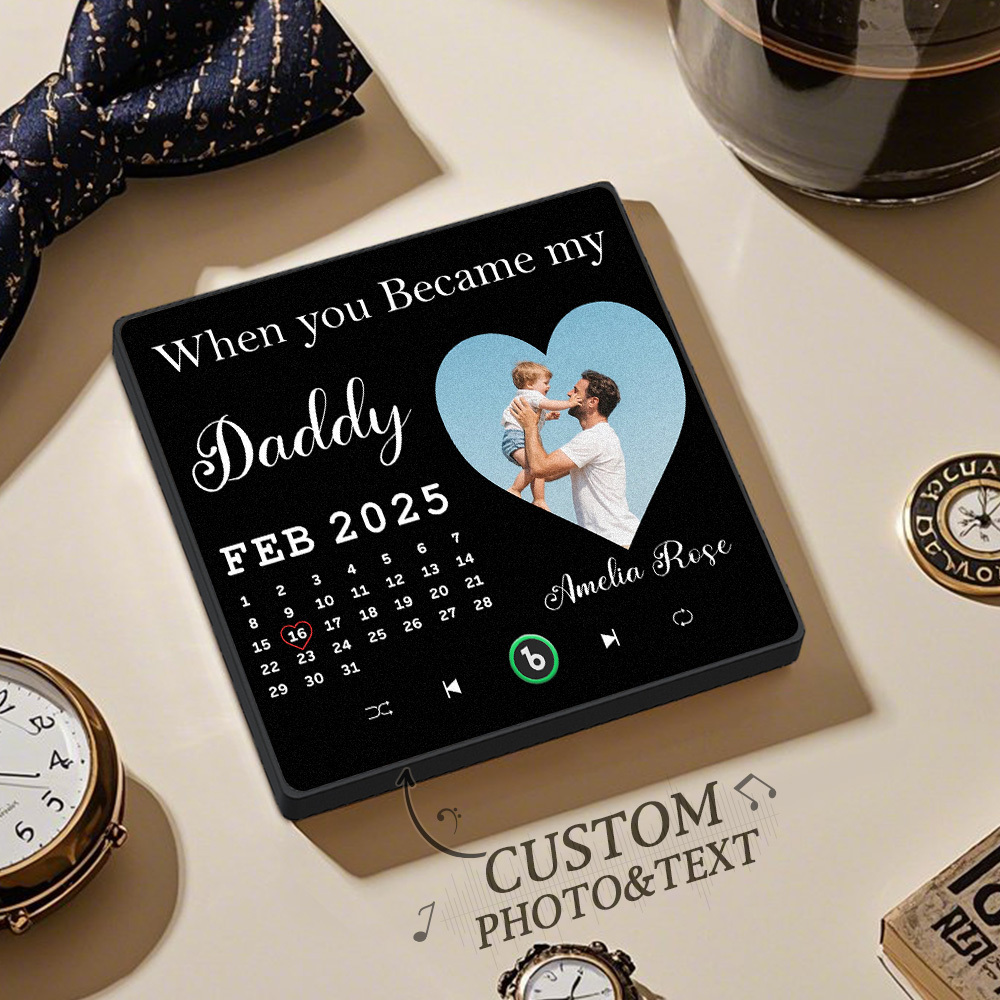 Personalized Photo Calendar Music Fridge Magnet Father's Day Gift Custom Music Magnets Can Play Songs Gifts for Dad