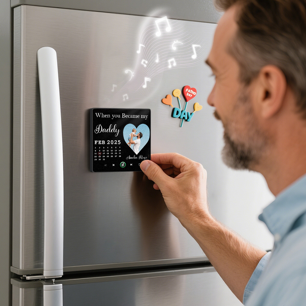 Personalized Photo Calendar Music Fridge Magnet Father's Day Gift Custom Music Magnets Can Play Songs Gifts for Dad