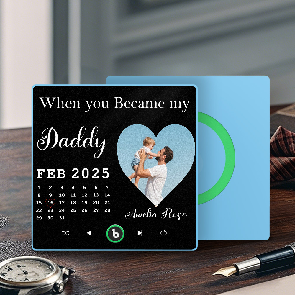 The Day You Became My Dad Personalized Photo Calendar Music Fridge Magnet Father's Day Gift