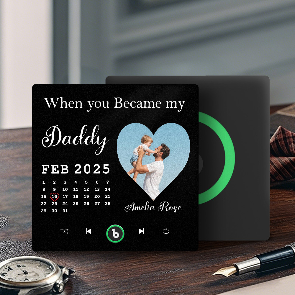 The Day You Became My Dad Personalized Photo Calendar Music Fridge Magnet Father's Day Gift