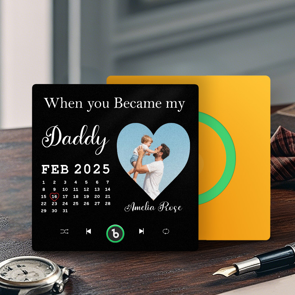 The Day You Became My Dad Personalized Photo Calendar Music Fridge Magnet Father's Day Gift