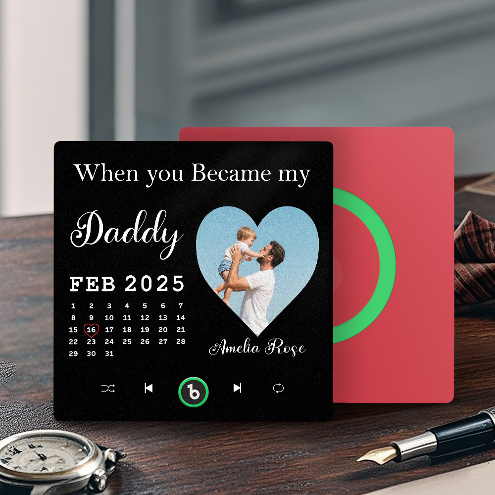The Day You Became My Dad Personalized Photo Calendar Music Fridge Magnet Father's Day Gift