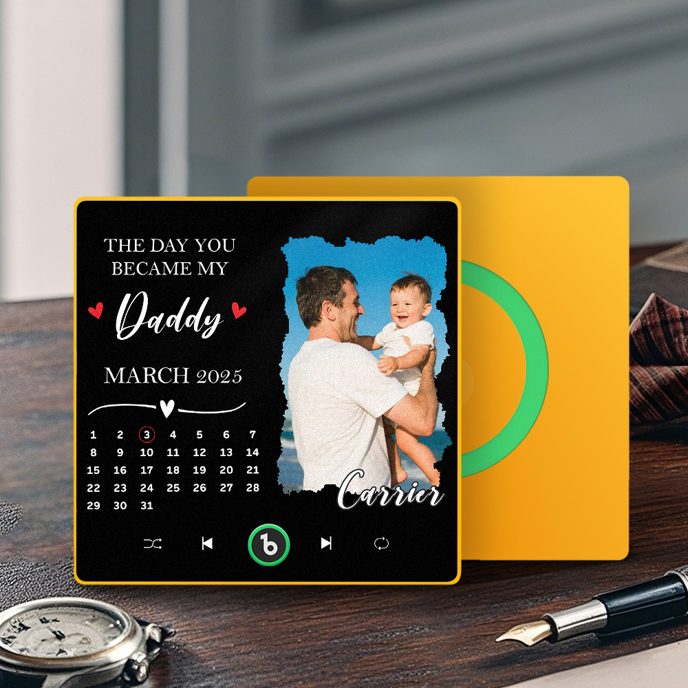 The Day You Became My Dad Personalized Photo Calendar Music Fridge Magnet Father's Day Gift