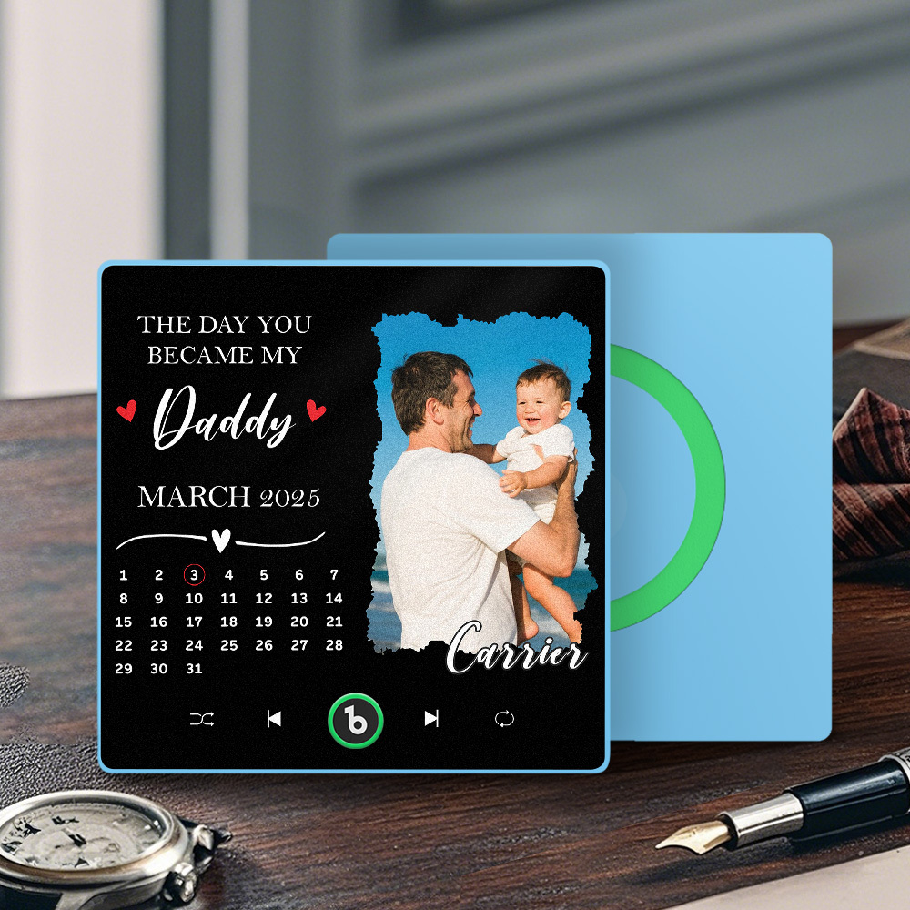 The Day You Became My Dad Personalized Photo Calendar Music Fridge Magnet Father's Day Gift
