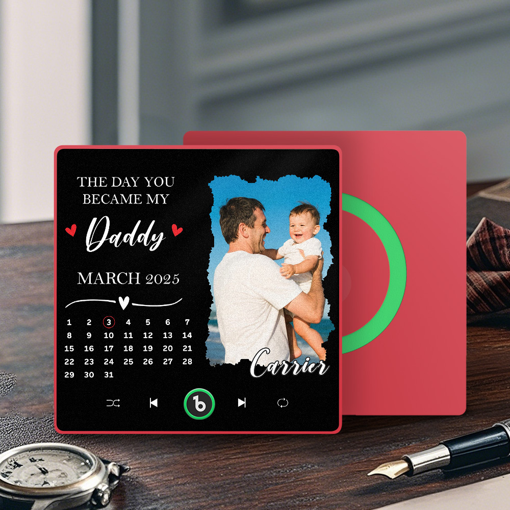 The Day You Became My Dad Personalized Photo Calendar Music Fridge Magnet Father's Day Gift