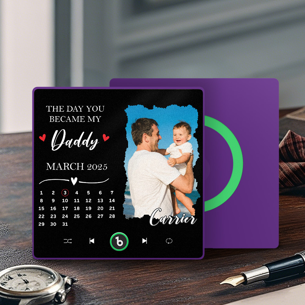 The Day You Became My Dad Personalized Photo Calendar Music Fridge Magnet Father's Day Gift