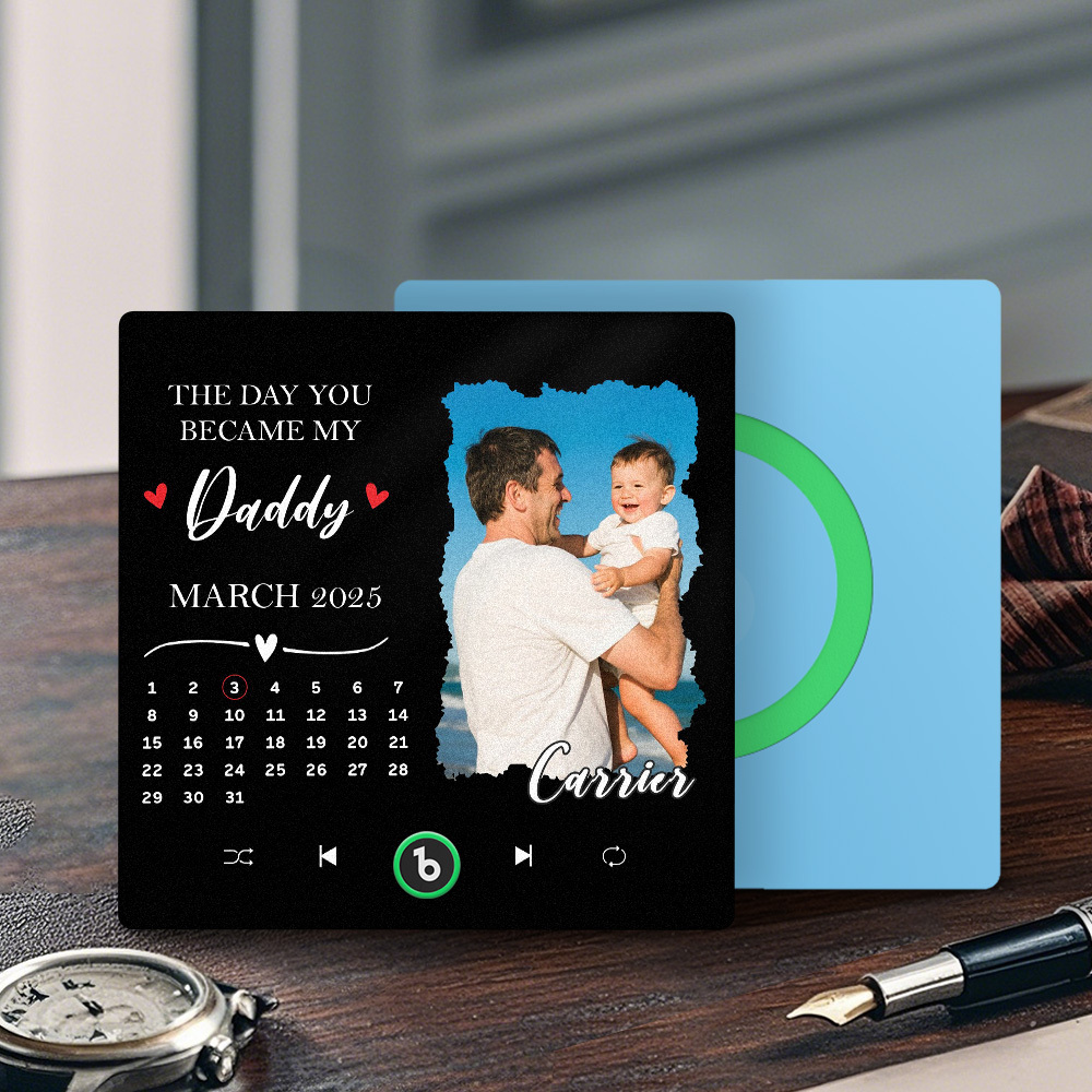 The Day You Became My Dad Personalized Photo Calendar Music Fridge Magnet Father's Day Gift