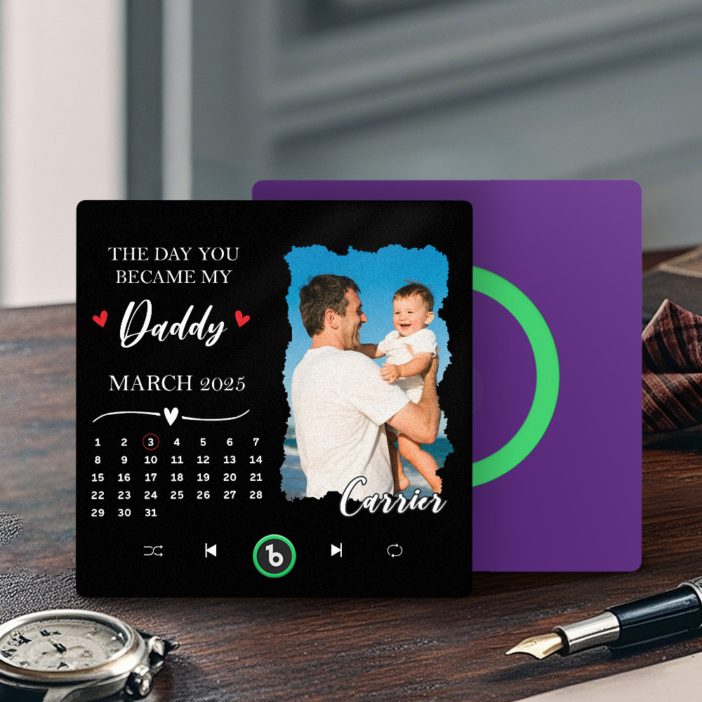 The Day You Became My Dad Personalized Photo Calendar Music Fridge Magnet Father's Day Gift