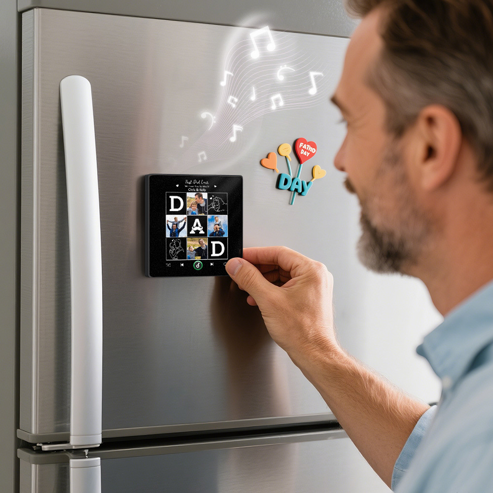 Father's Day Gift Personalized Photos Best Dad Ever Music Fridge Magnet Custom Gift for Dad