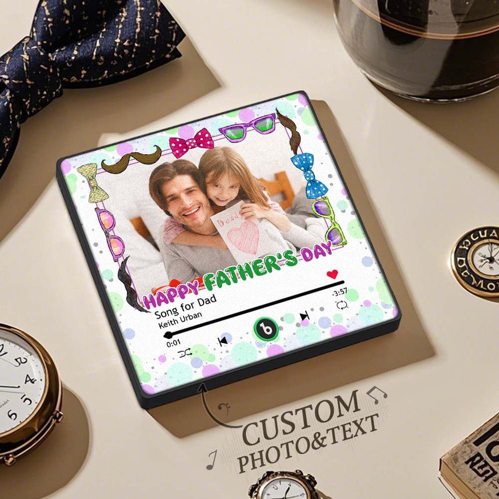Father's Day Gift Personalized Photos Music Fridge Magnet Happy Father's Day Custom Gift for Dad