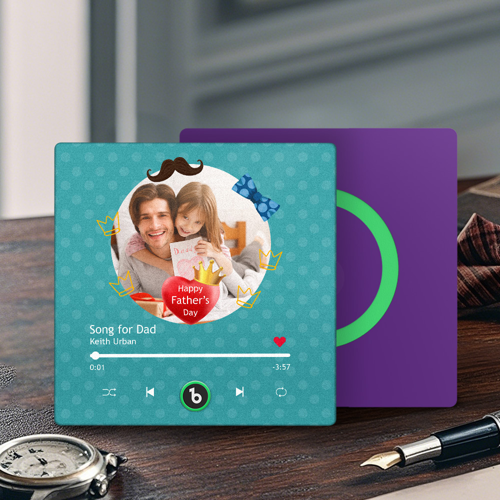 The Day You Became My Dad Personalized Photo Calendar Music Fridge Magnet Father's Day Gift