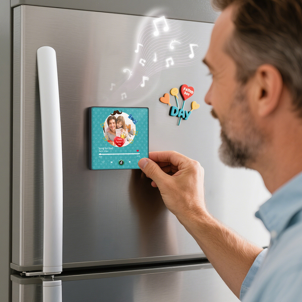 Father's Day Gift Personalized Happy Father's Day Music Fridge Magnet Custom Gift for Dad