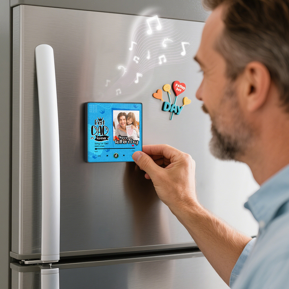 Father's Day Gift Personalized Best Dad Forever Music Fridge Magnet Custom Gift for Dad