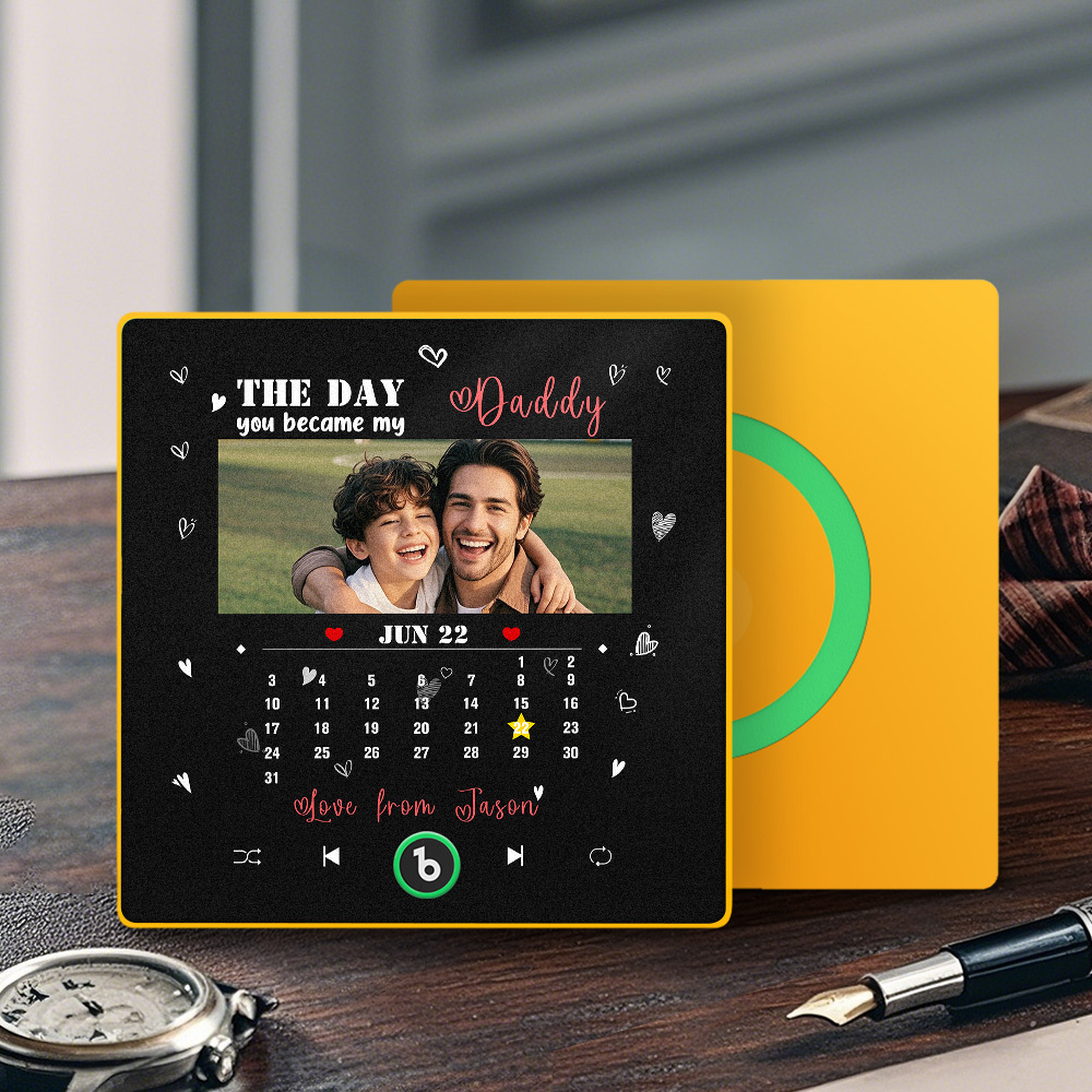 The Day You Became My Dad Personalized Photo Calendar Music Fridge Magnet Father's Day Gift